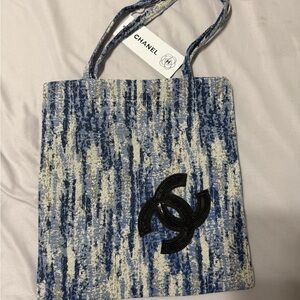 GWP Chanel Blue and Cream Tote Bag